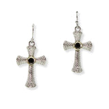 103620, 14K GOLD PLATED, CROSS DESIGNER INSPIRED DANGLE EARRING