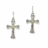 103620, 14K GOLD PLATED, CROSS DESIGNER INSPIRED DANGLE EARRING