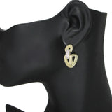 103624, 14K GOLD PLATED, PAVE CUBIC ZIRCONIA ACCENT DESIGNER INSPIRED HOOP EARRING