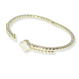 103638, CLOVER MOTHER OF PEARL ACCENT DESIGNER INSPIRED BRACELET