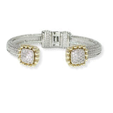 103639, GEOMETRIC PAVE CUBIC ZIRCONIA ACCENT DESIGNER INSPIRED HINGED CUFF BRACELET