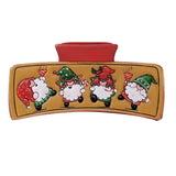 103648, SANTA GNOME CHRISTMAS LEATHER RECTANGULAR GRANDER HAIR CLAW