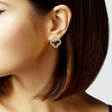 103652, CUTOUT CLOVER PAVE STUD EARRING