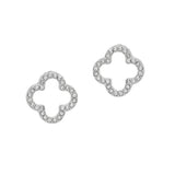 103652, CUTOUT CLOVER PAVE STUD EARRING