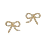 103655, CUTOUT RIBBON BOW PAVE STUD EARRING