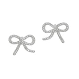 103655, CUTOUT RIBBON BOW PAVE STUD EARRING