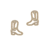 103657, WESTERN COWBOY BOOTS PAVE STUD EARRING
