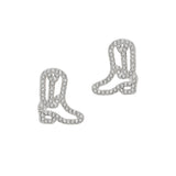 103657, WESTERN COWBOY BOOTS PAVE STUD EARRING
