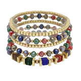 103666, SEMI PRECIOUS STONE ACCENT MULTI LAYERED BEADED STRETCH BRACELET