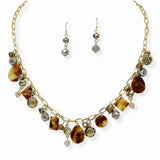 103667, GEOMETRIC CELLULOID ACETATE MULTI CHARM NECKLACE