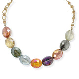 103669, OVAL GLASS STONE BEADED NECKLACE