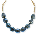 103669, OVAL GLASS STONE BEADED NECKLACE