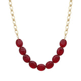 103669, OVAL GLASS STONE BEADED NECKLACE