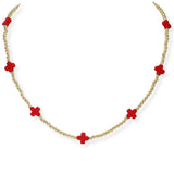 103670, CROSS ACCENT DAINTY BEADED NECKLACE