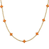 103670, CROSS ACCENT DAINTY BEADED NECKLACE