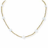 103670, CROSS ACCENT DAINTY BEADED NECKLACE
