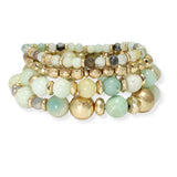 103673, SEMI PRECIOUS STONE MULTI LAYERED BEADED STRETCH BRACELET