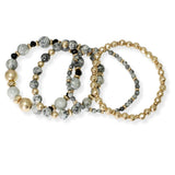 103673, SEMI PRECIOUS STONE MULTI LAYERED BEADED STRETCH BRACELET
