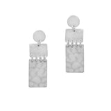 103676, RECTANGLE GEOMETRIC HAMMERED METAL DANGLE EARRING
