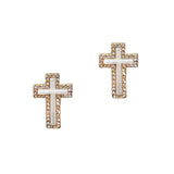 103678, CROSS PAVE ACCENT STUD EARRING