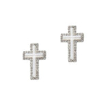 103678, CROSS PAVE ACCENT STUD EARRING