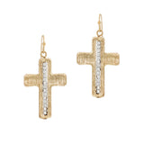 103679, CROSS DAINTY BEADED ACCENT METAL DANGLE EARRING