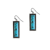 103685, WESTERN RECTANGLE TURQUOISE STONE DANGLE EARRING
