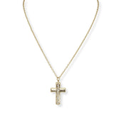 103689, CROSS DAINTY BEADED ACCENT PENDANT NECKLACE
