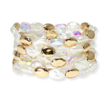 103691, FRESHWATER PEARL MULTI LAYERED BEADED STRETCH BRACELET