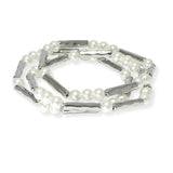 103695, HAMMERED METAL ACCENT MULTI LAYERED BEADED STRETCH BRACELET