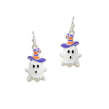 103716, HALLOWEEN SPOOKY GHOST ENAMEL DANGLE EARRING