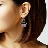 103717, HALLOWEEN WITCH HAT ENAMEL DANGLE EARRING