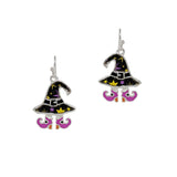 103717, HALLOWEEN WITCH HAT ENAMEL DANGLE EARRING