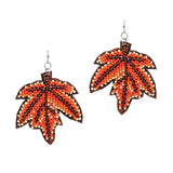 103732, MAPLE LEAVES SEED BEADED DANGLE EARRING