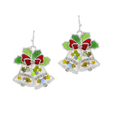 103738, CHRISTMAS JUNGLE BELL ABSTRACT GLASS DANGLE EARRING