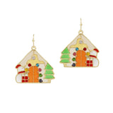103739, CHRISTMAS HOUSE ABSTRACT GLASS DANGLE EARRING