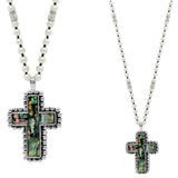 103740, CROSS PENDANT PEARL LONG BEADED NECKLACE