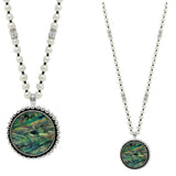 103741, ROUND PENDANT PEARL LONG BEADED NECKLACE