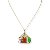 103754, CHRISTMAS HOUSE ABSTRACT GLASS PENDANT NECKLACE