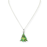 103755, CHRISTMAS TREE ABSTRACT GLASS PENDANT NECKLACE