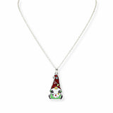 103756, CHRISTMAS GLITTER SANTA GNOME PENDANT NECKLACE