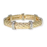 103760, RHINESTONE ACCENT TEXTURED METAL STRETCH BRACELET