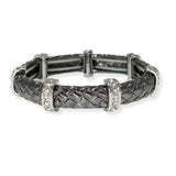 103760, RHINESTONE ACCENT TEXTURED METAL STRETCH BRACELET