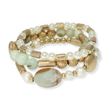 103763, SEMI PRECIOUS STONE MULTI LAYERED BEADED STRETCH BRACELET