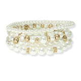 103765, PEARL MULTI LAYERED BEADED STRETCH BRACELET