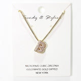 103778, GOLD DIPPED, MICRO PAVE CUBIC ZIRCONIA BUBBLE INITIAL NECKLACE