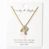 103778, GOLD DIPPED, MICRO PAVE CUBIC ZIRCONIA BUBBLE INITIAL NECKLACE