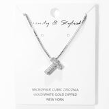 103779, SILVER, WHITE GOLD DIPPED, MICRO PAVE CUBIC ZIRCONIA BUBBLE INITIAL NECKLACE