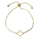 103788, CLOVER DESIGNER INSPIRED CUBIC ZIRCONIA ADJUSTABLE BRACELET