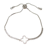 103788, CLOVER DESIGNER INSPIRED CUBIC ZIRCONIA ADJUSTABLE BRACELET